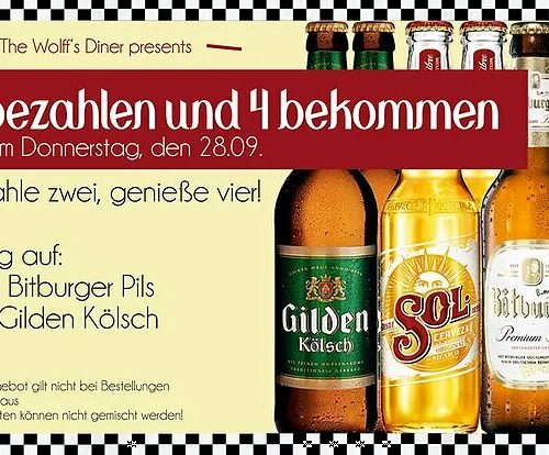 Tages-Special - 4 Bier für 2 nur am Donnerstag, 28.9.17