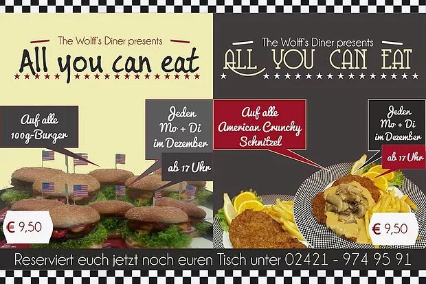 AYCE im Dezember! All-you-can-eat Burger & Schnitzel