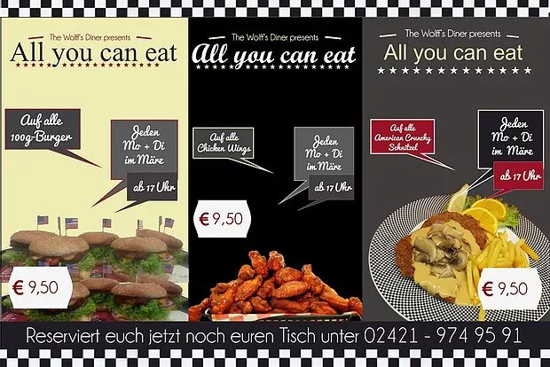 AYCE im März! All-you-can-eat Burger, Wings & Schnitzel