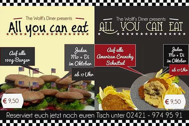 AYCE im Oktober! All-you-can-eat Burger & Schnitzel & Chicken Wings