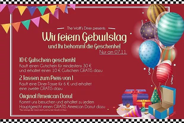 The Wolff´s Diner feiert 2. Geburtstag am 07.11.18