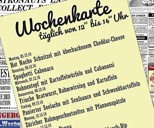 Wochenkarte Mittagstisch 05. - 16.12.16