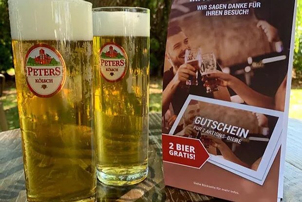 Sommer-Aktion: 2-Peters-Kölsch-Gutschein für 2 gekaufte Peters Kölsch