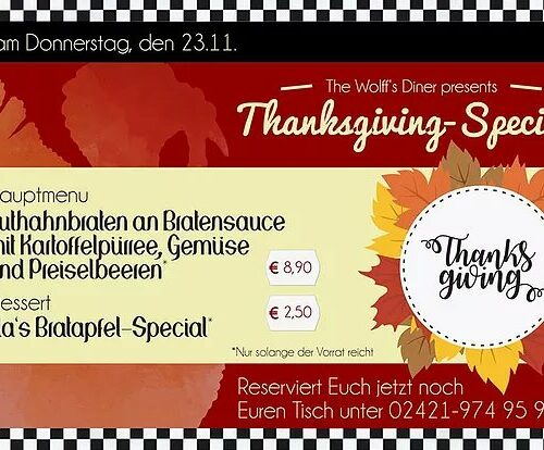 Tages-Special - Thanksgiving am 23.11.17